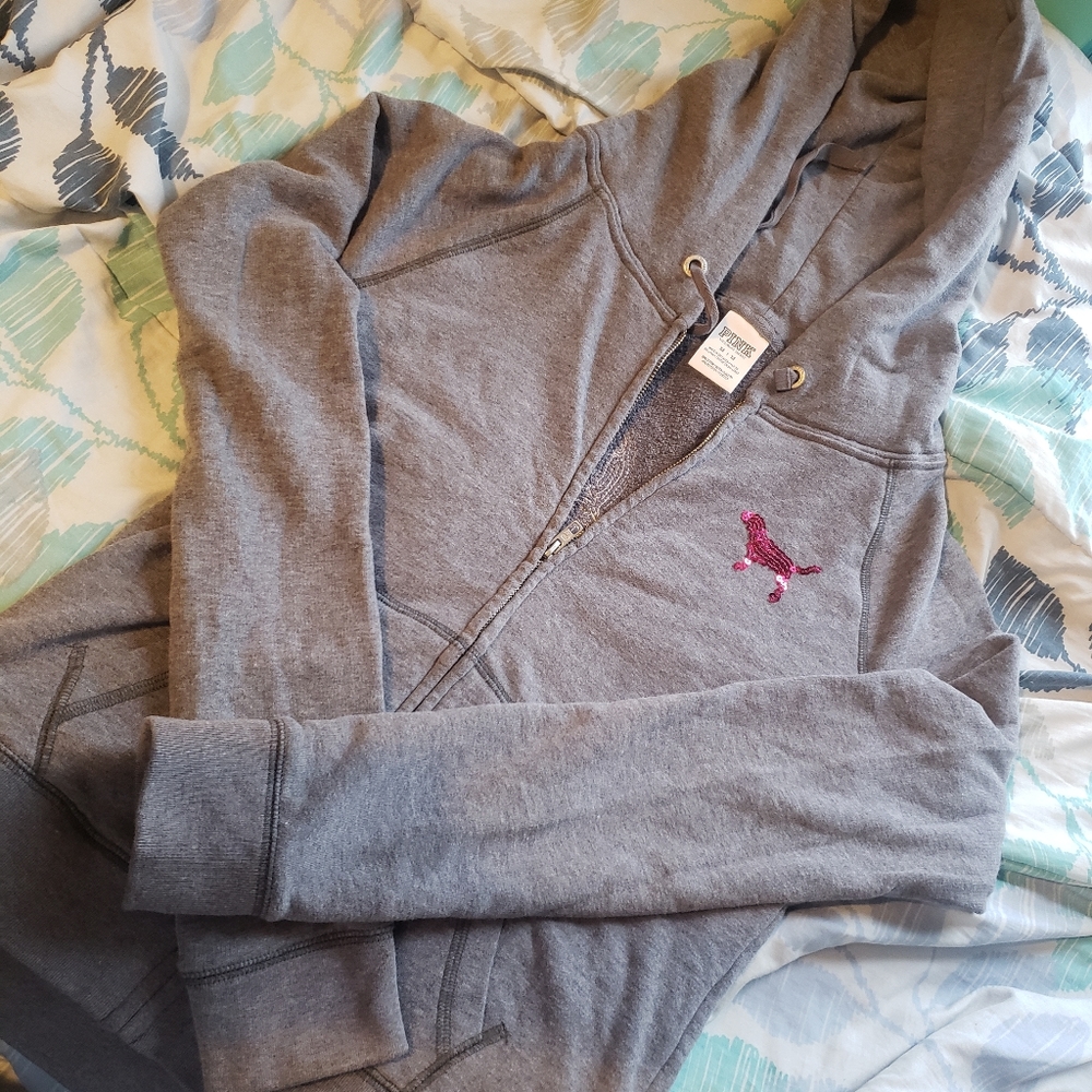 PINK sequin zip up